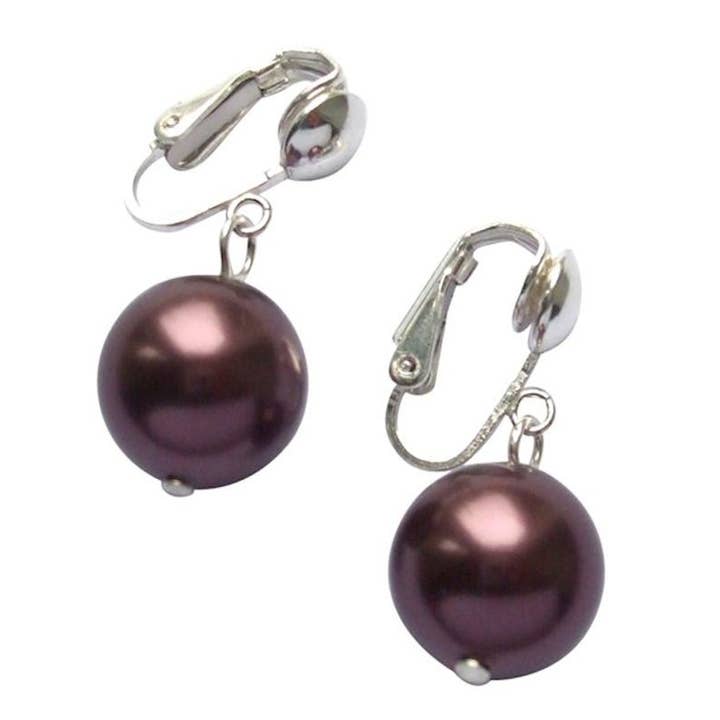 REMOVED BRAND - Wholesale Dangle earrings - Gemshine - ladies - clip on earrings - pearl - Tahiti - brown3