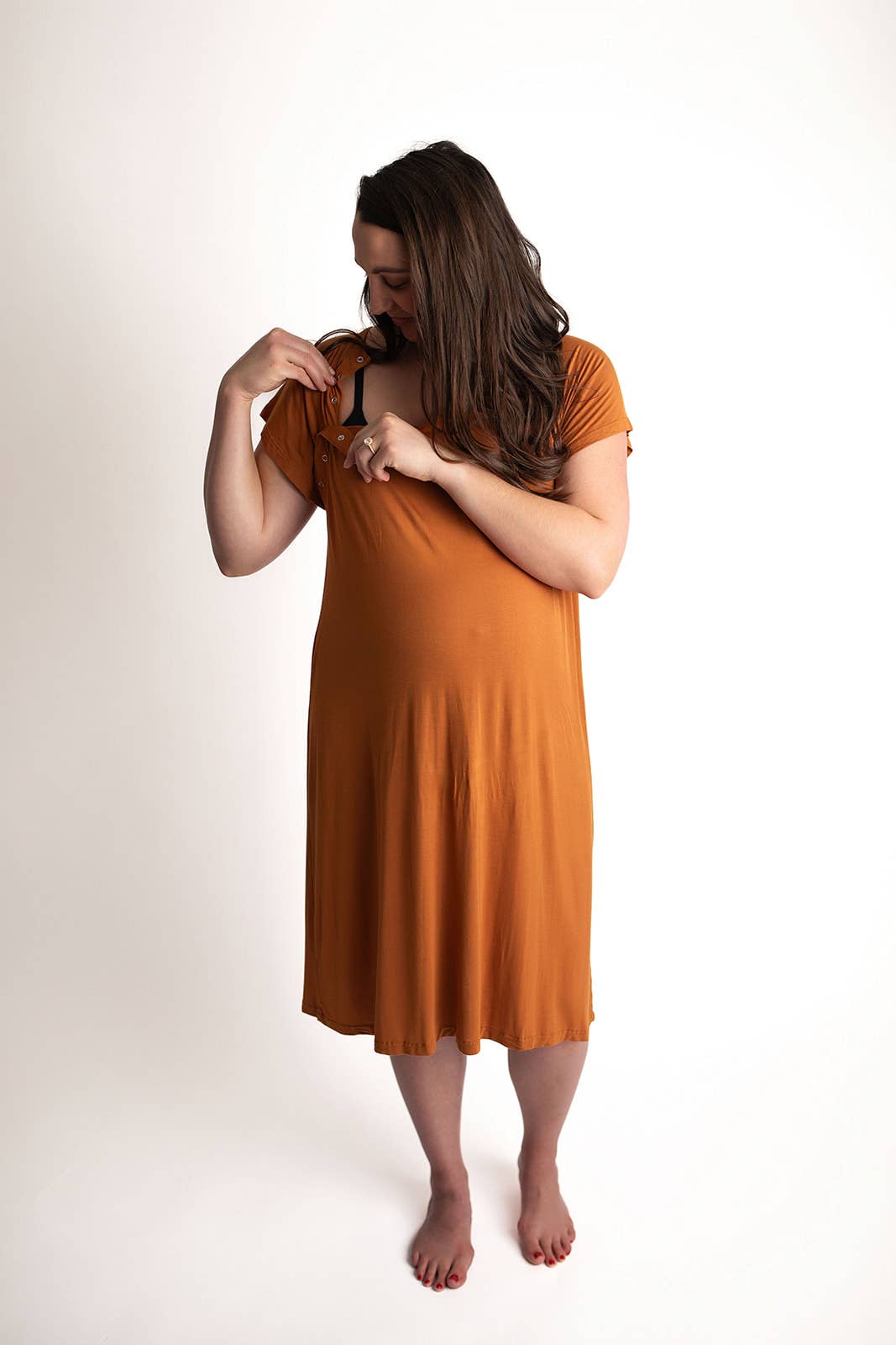 Three Little Tots - Wholesale Dress - Maternity - Saddle Orange Western Mommy Labor & Delivery/ Nursing Gown 5