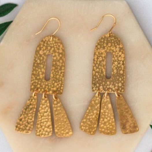 Moxie Collective (formerly Atonement Design) - Wholesale Dangle Earrings - Hammered Brass Fringe Earrings0