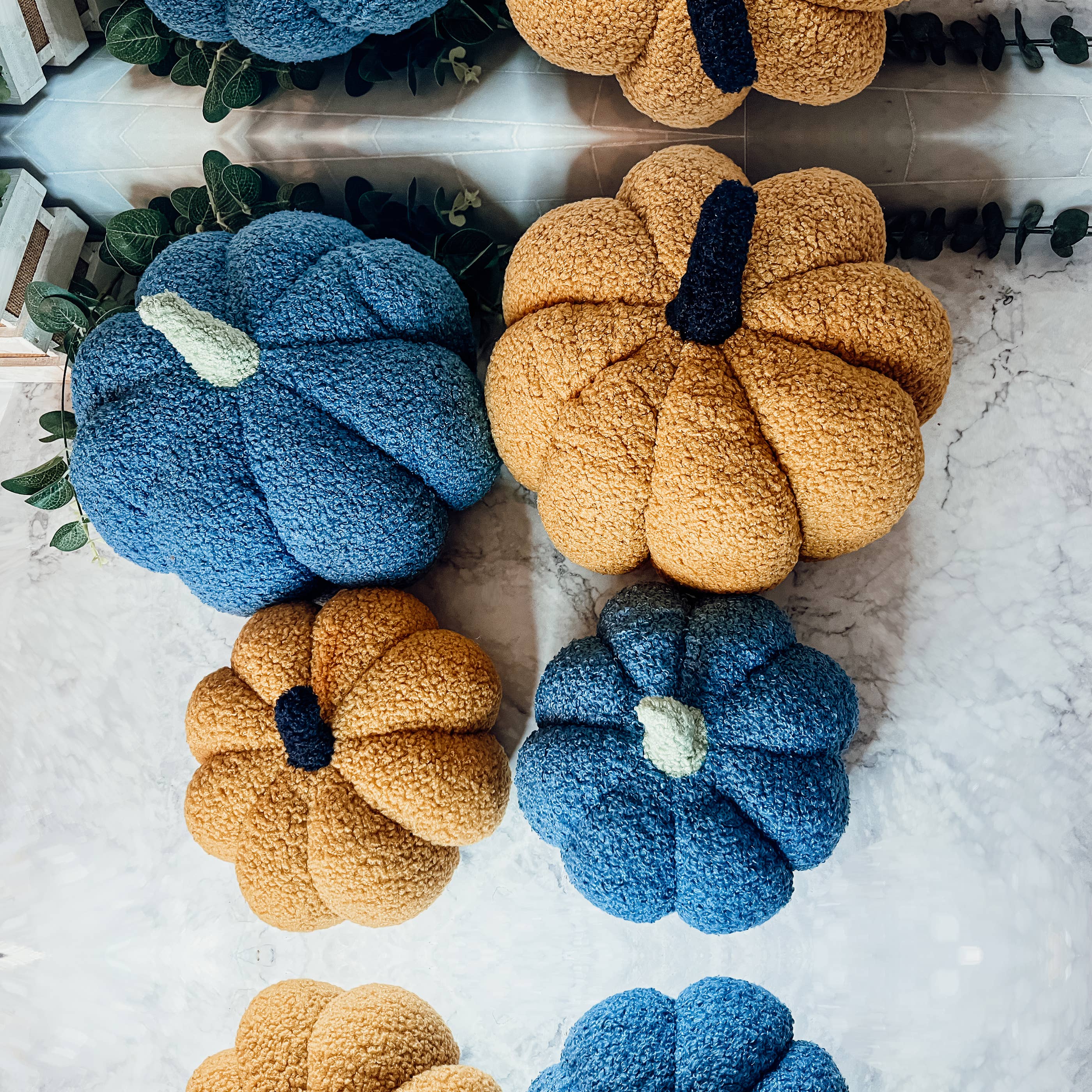 Gia Roma - Wholesale Decorative Tabletop Object - Neutral Fall + Halloween Home Decor, Cute Cotton Pumpkins BW31