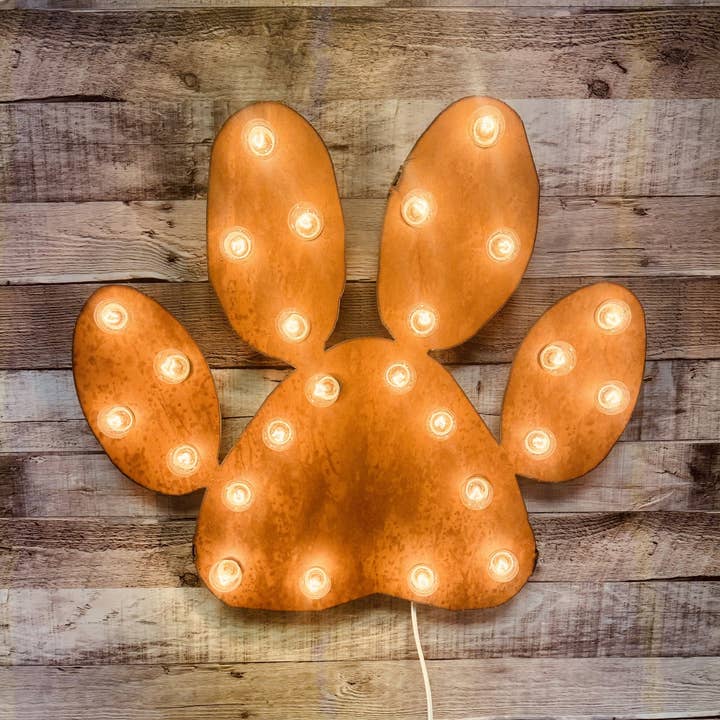 Universal Ironworks USA - Wholesale Sign - Paw Print Marquee Lighted Metal Pet Sign Retro Inspired Sign0
