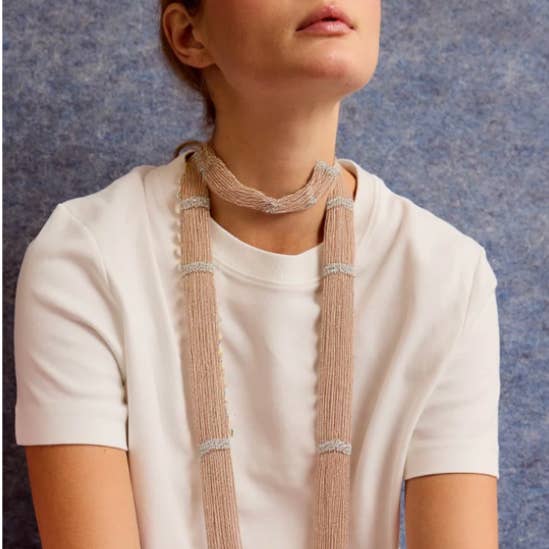 Editorial Scarf Fringe Necklace-Two Tone-100% recycled steel and other Purchase wholesale ascot. Free returns & net 60 terms on Faire trending on Faire.