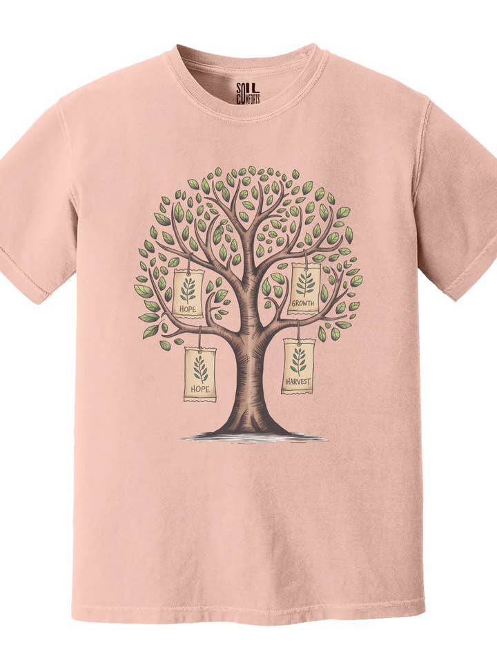 Soil Comforts - Wholesale Screen Printed T-Shirt - Unisex - Inspirational Tree with Hope and Growth T-Shirts