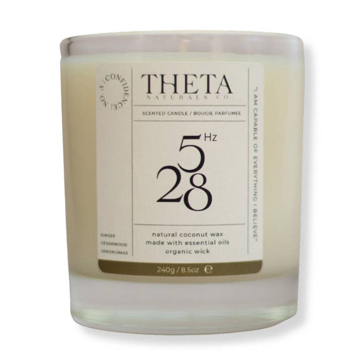 528Hz Confidence Candle - Solar Plexus Chakra for wholesale by Theta Naturals Co.