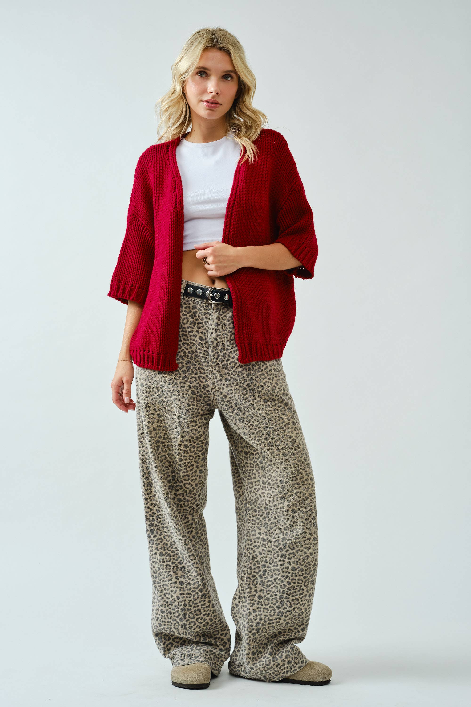 Vermelho SA00115T - Cardigan Aberto Grosso para venda a revendedores na Faire1