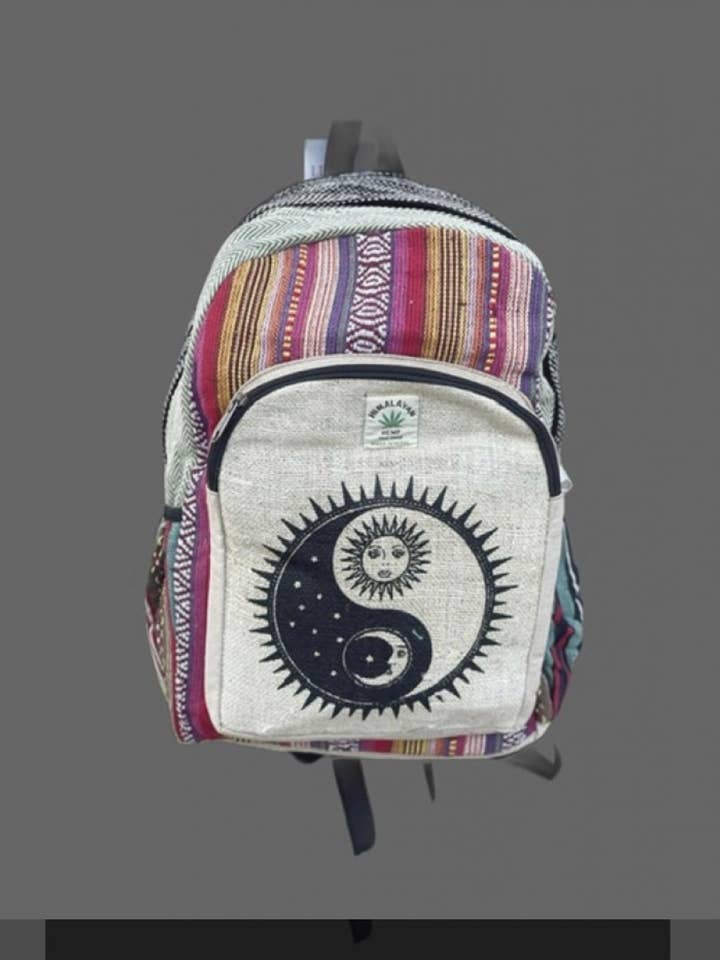 Bolsa de viaje escolar con estampado grande de cáñamo yin yang sol luna para venta al por mayor de Like International