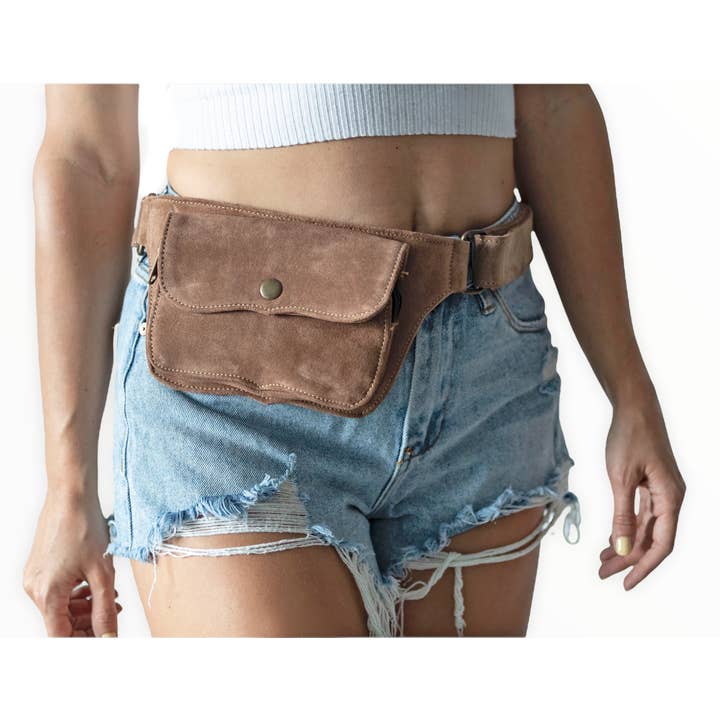 Manifestie – wholesale Belt bag – Unisex – Unisex Leather Festival Belt | Black Suede, 2 pocket | trave