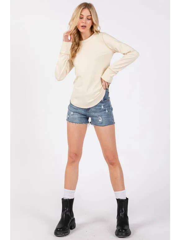 Final Touch - Wholesale Knit Top - Women's - Brushed Ribbed Fitted Long Sleeve Top - NT3128013