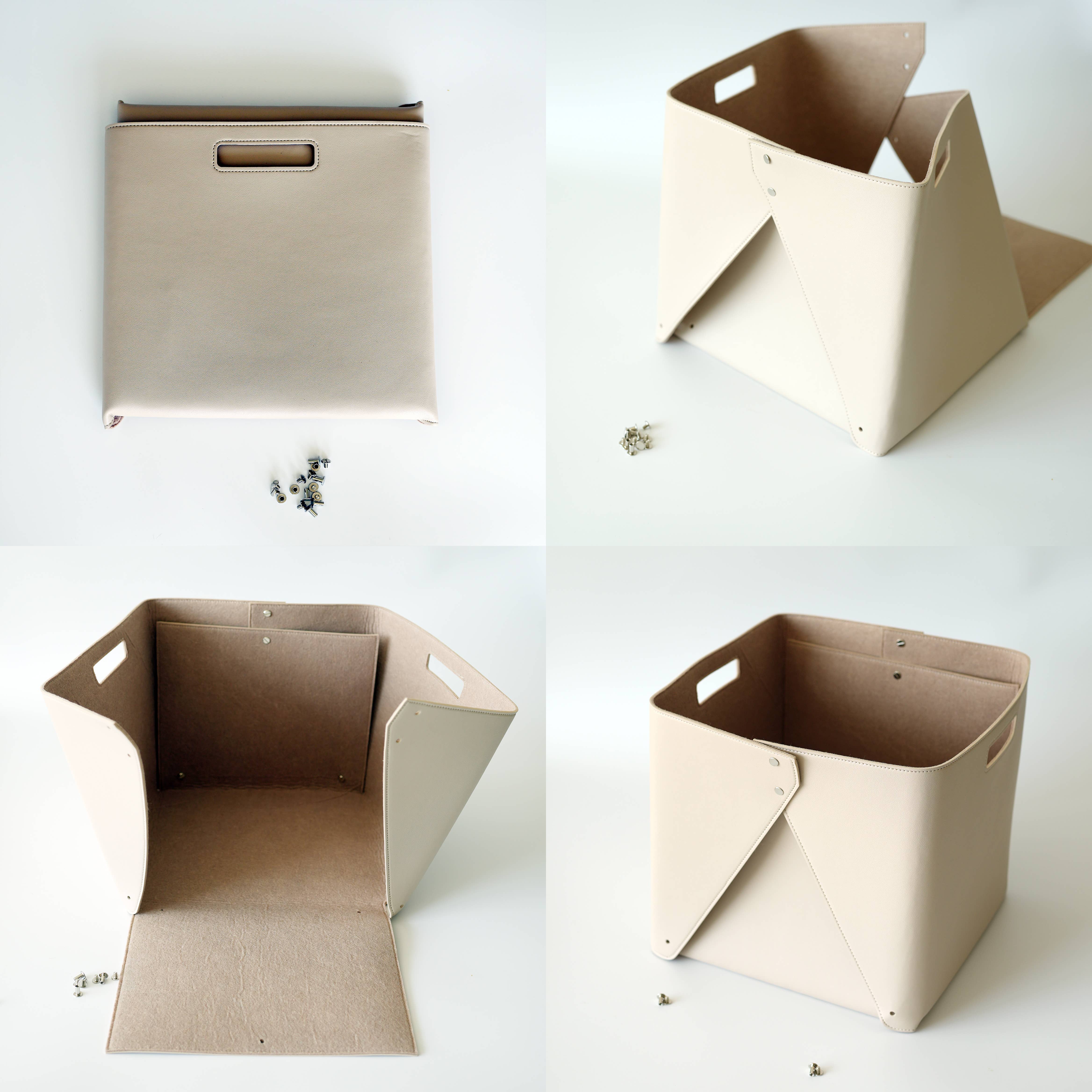 Zora Botanica - Wholesale Storage Bin - Cubby Storage Basket, Felt-lined Vegan Leather Basket2