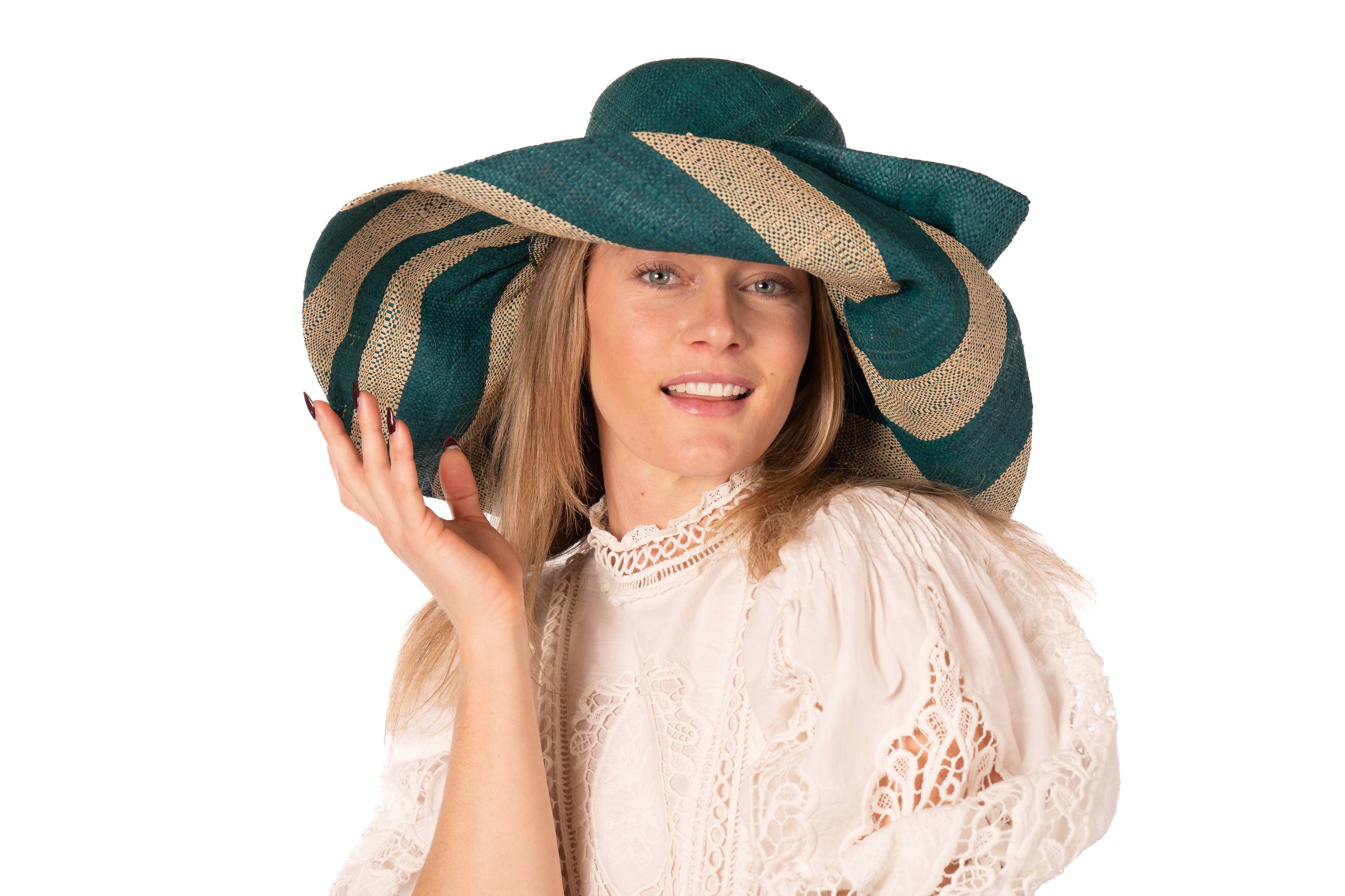Shebobo - Wholesale Straw Hat - Women's - Audrey 5" & 7" Wide Brim Big Bow Stripe Straw Sun Hats3