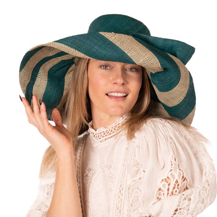 Shebobo - Wholesale Straw Hat - Women's - Audrey 5" & 7" Wide Brim Big Bow Stripe Straw Sun Hats3