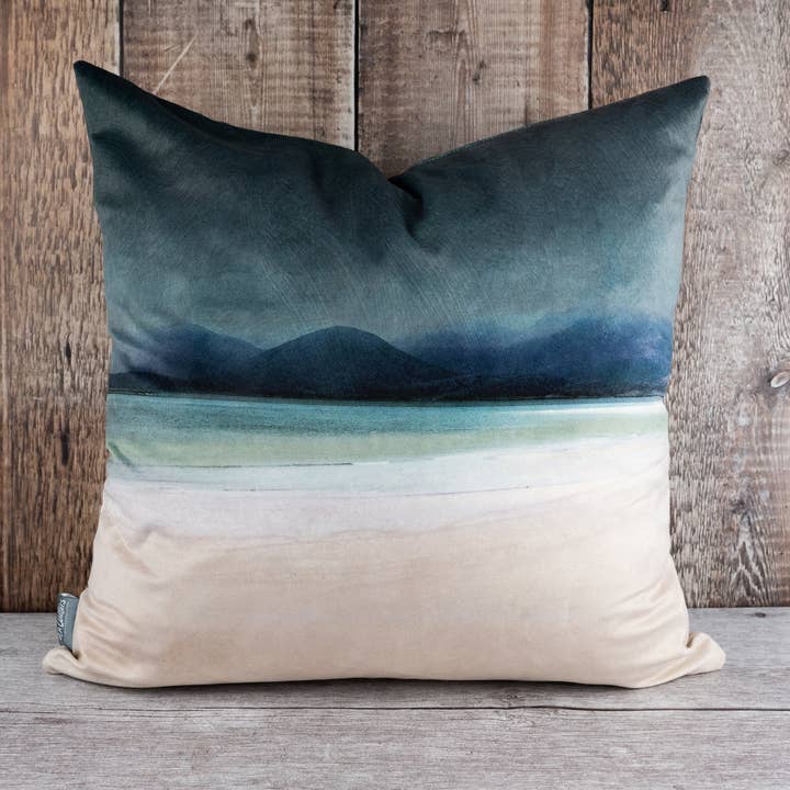 Cath Waters Scottish Landscapes - Wholesale Throw/Decorative Pillow - Horgabost Harris Velvet Cushion