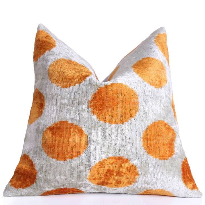 Luksus Håndlavet 16x16 Velourpude – Grå & Guld Orange Pol for engroshandel hos Canvello