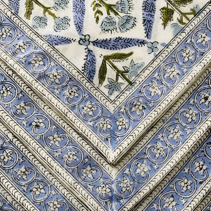 Fabricrush - Wholesale Dinner & Cloth Napkin - Light Steel Blue Printed Cotton Bordered Napkin Home Party2