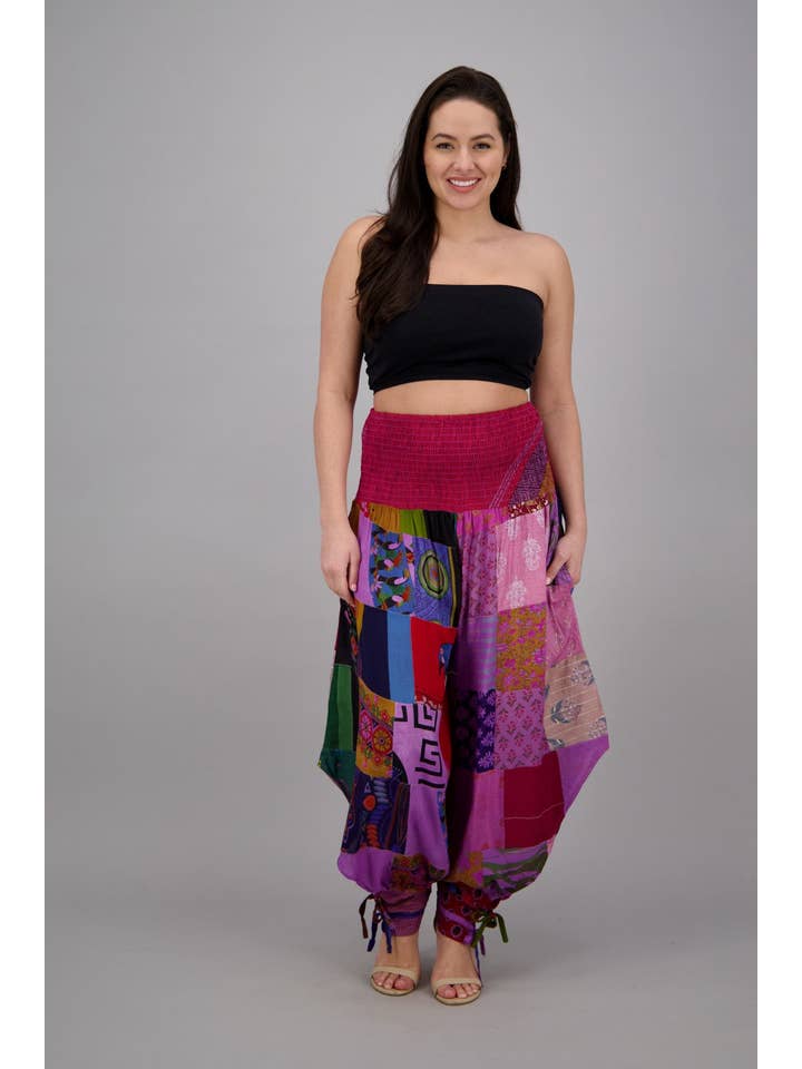 Assorted Colors Patchwork Harem Pants PAT-3291 for wholesale on Faire