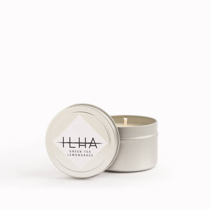 Green Tea Lemongrass - 4oz Travel Tin Soy Candle for wholesale by ILHA Candles
