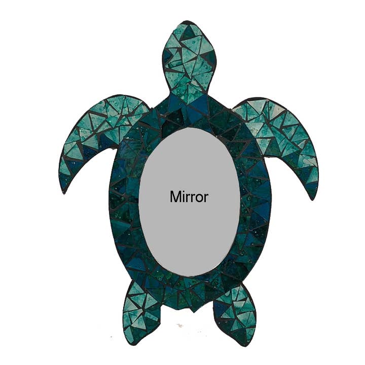 15" Mosaic Sea Turtle Wall Mirror - Nautical Decor for wholesale by CB Home Collection