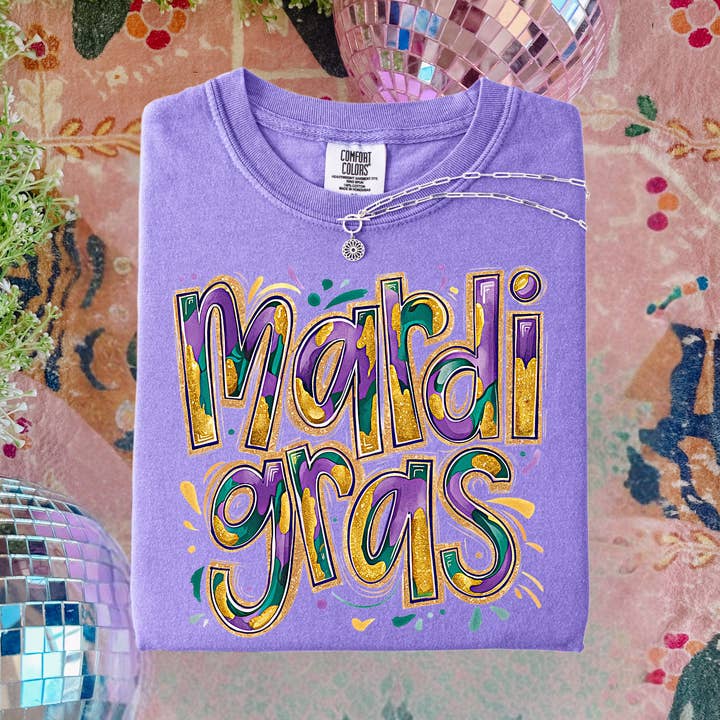Paint Stroke Mardi Gras Graphic Tee for wholesale by Festivitees