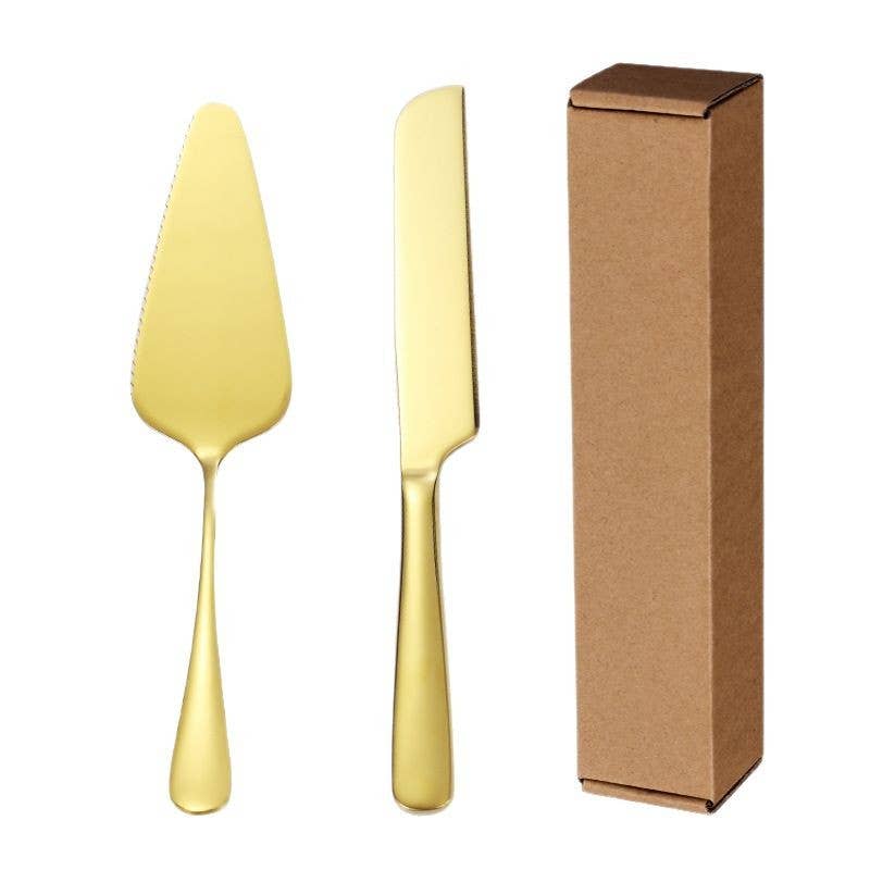 Otterware - Wholesale Serving Utensil - Gold Cake Knife & Server Set – 2pc Stainless Steel Wedding6