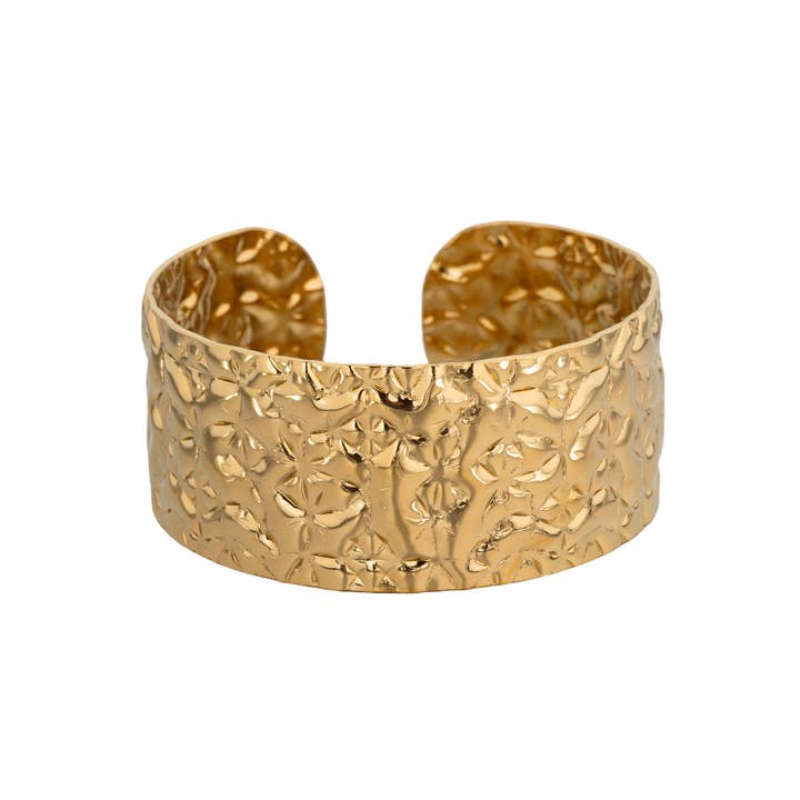 Gros bracelet martelé en acier inoxydable pour la vente par Simply Jewels