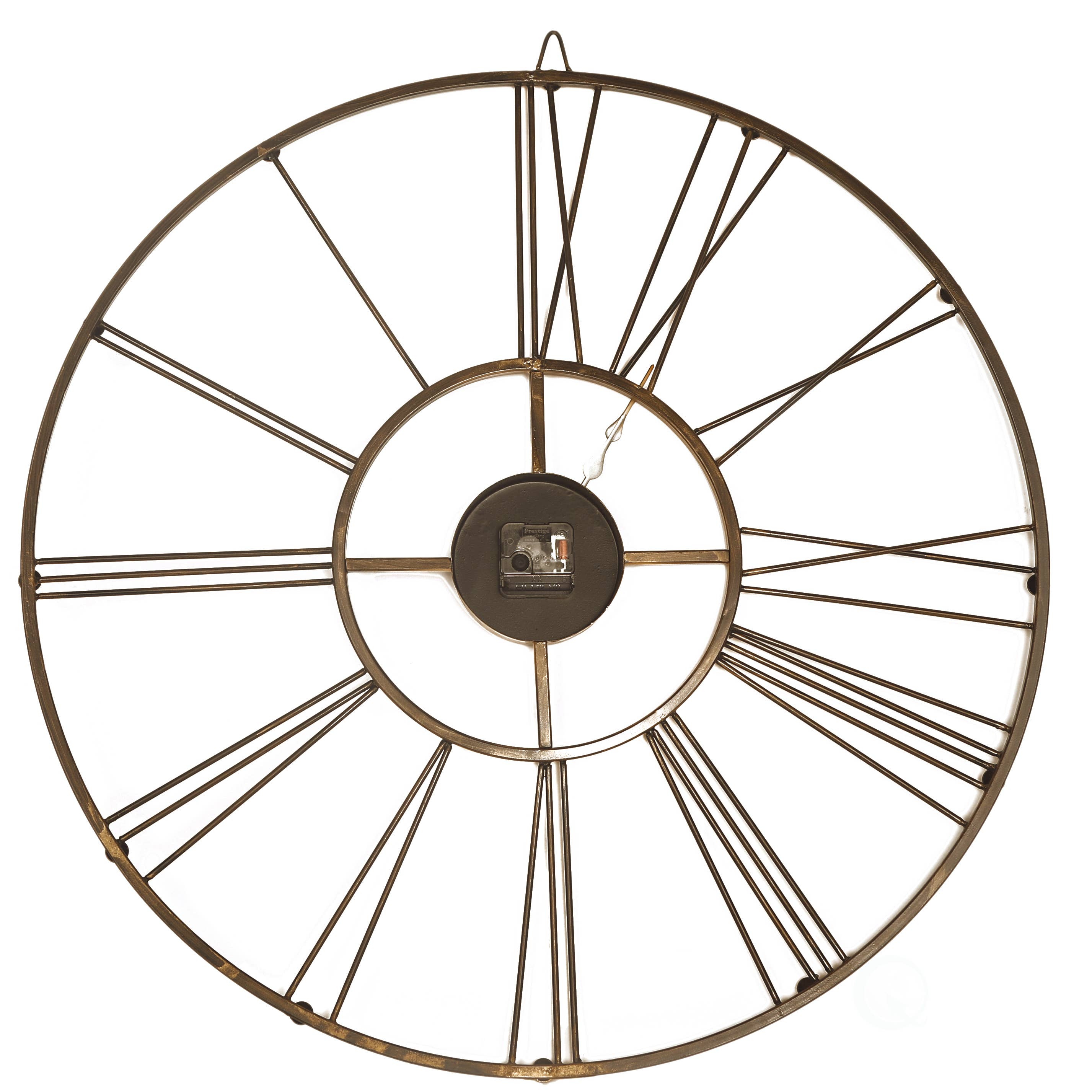 Quickway Imports - Wholesale Wall Clock - Antique Gold 30 in Dia Metal Wall Clock - Roman Numerals2
