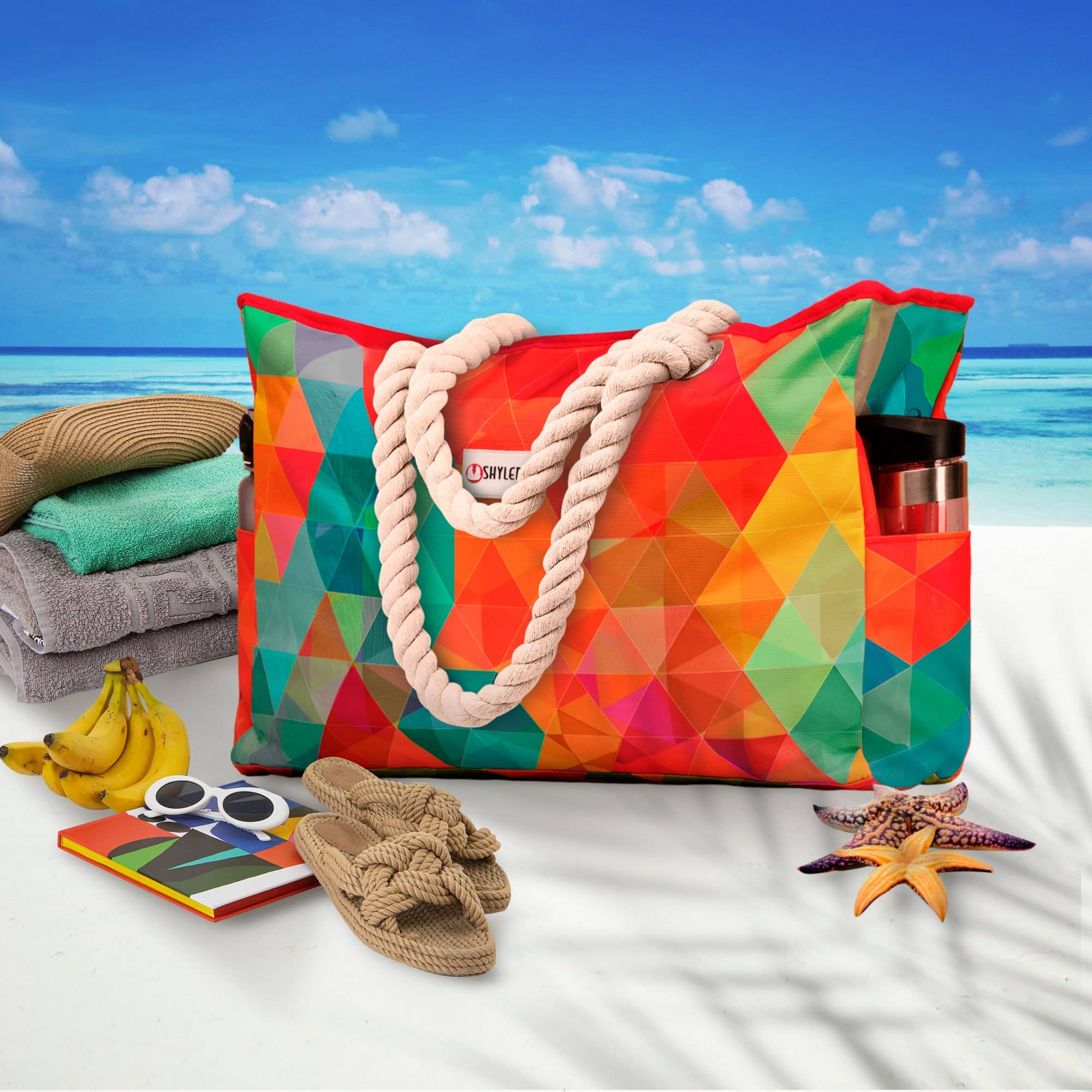 Beach Bag and Pool Bag | Waterproof | Colorful Starfish for wholesale on Faire7