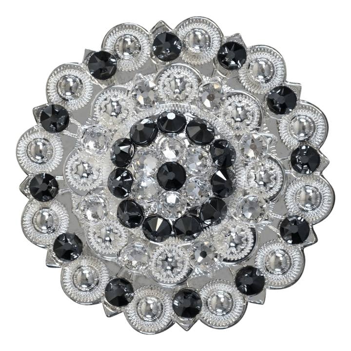 Rodeo Drive - Wholesale Craft Supplies - Bright Silver Jet & Clear Crystal Conchos - Sizes from 1"- 3" and Buckles