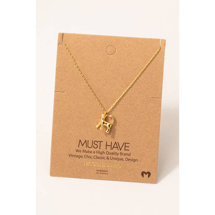 Fame Accessories - Wholesale Pendant/Charm Necklace - Gold Dipped Cat Pendant Necklace