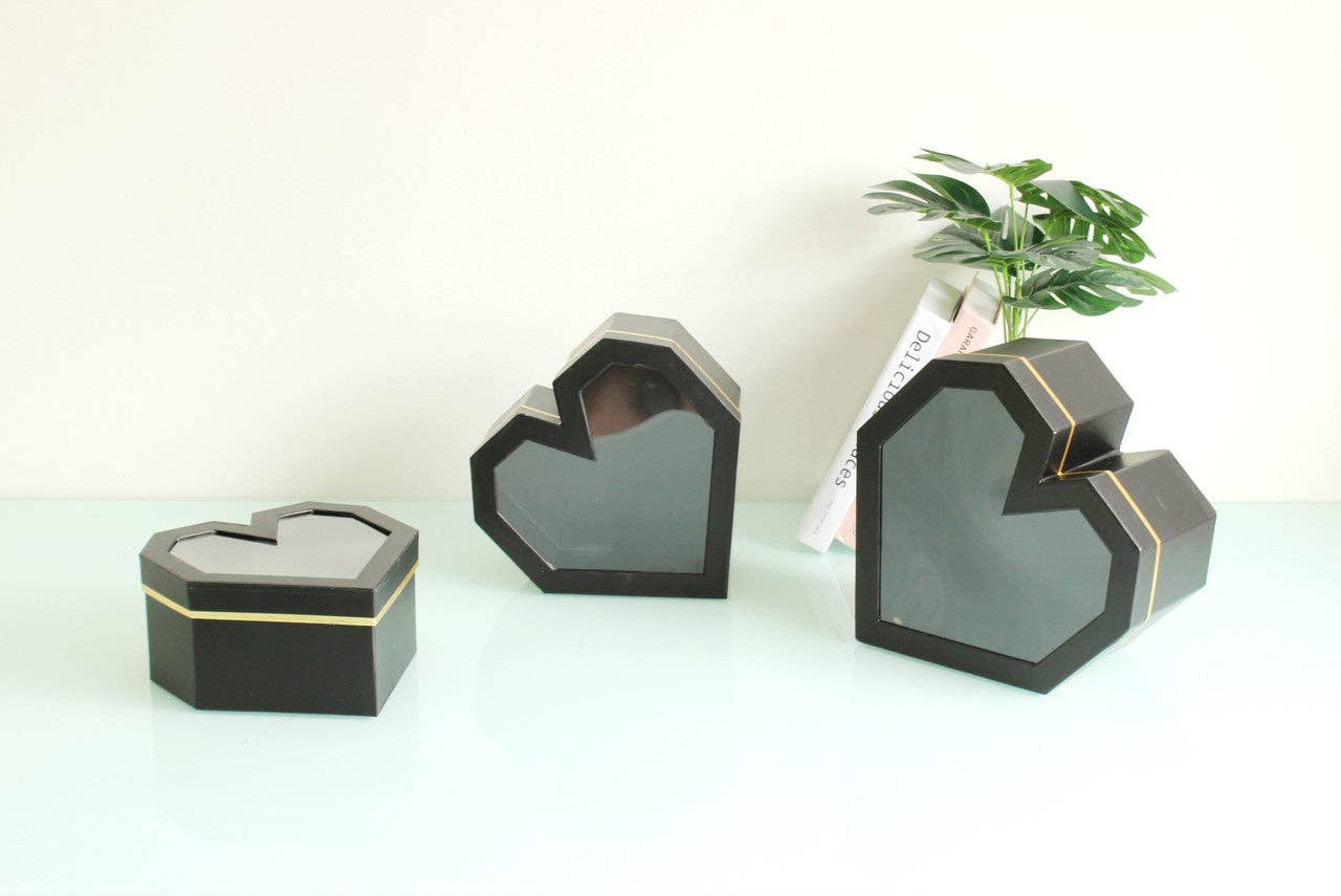 Elegant Design Supply - Wholesale Decorative Box - Diamond Heart Shape Flower Box with Clear Lid1