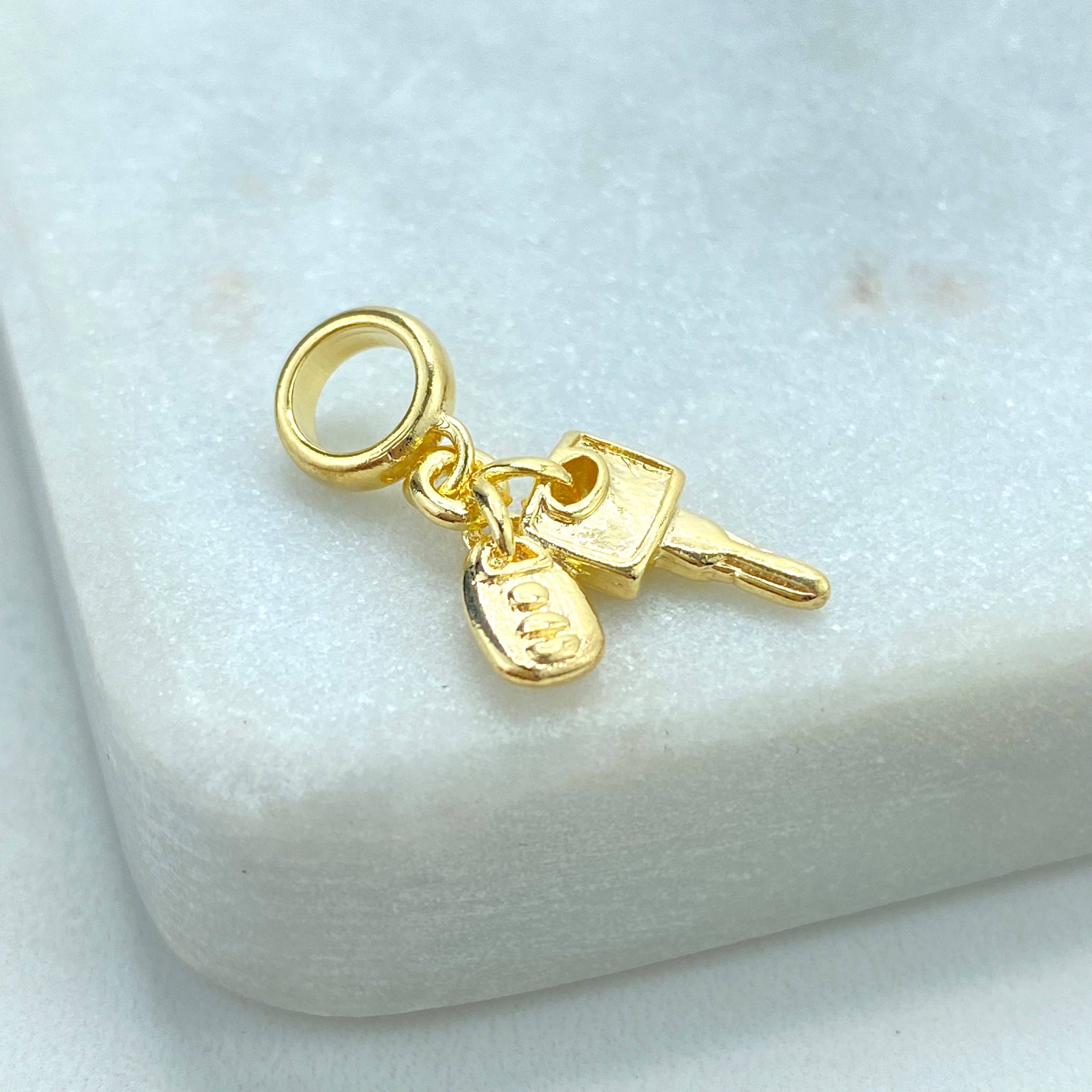 Luxus Accessories - Wholesale Individual Charm/Pendant - 18k Gold Filled Car Alarm Key and Lock Charm, Symbolizing Security and Modernity, Perfect for DIY Jewelry Creations3