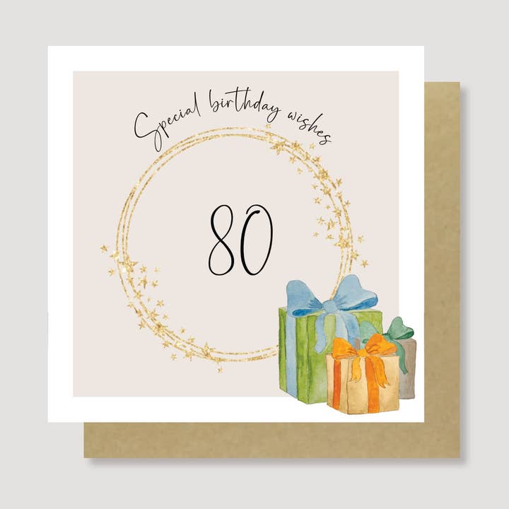 Special birthday wishes 80th birthday card for wholesale by Heather Trefusis Art