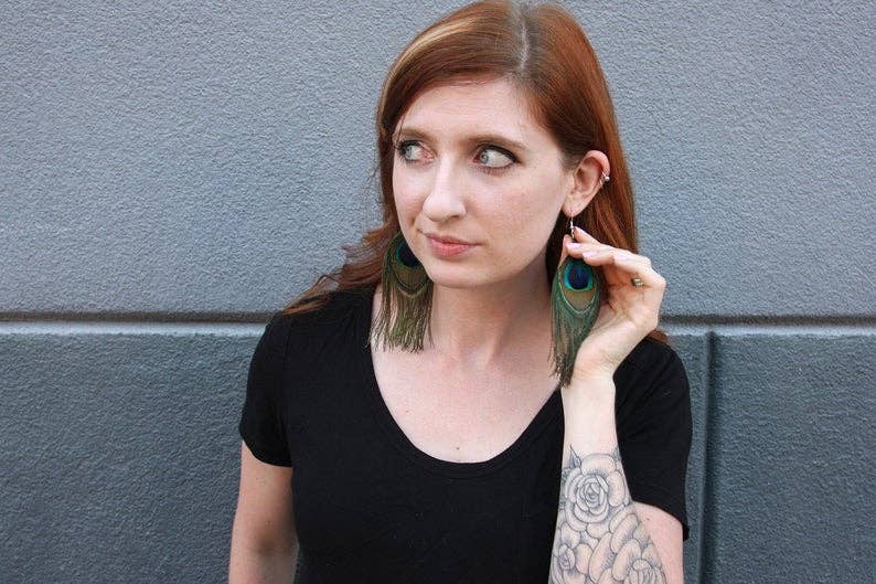 daniAWESOME - Wholesale Dangle Earrings - Peacock Feather Earrings 3