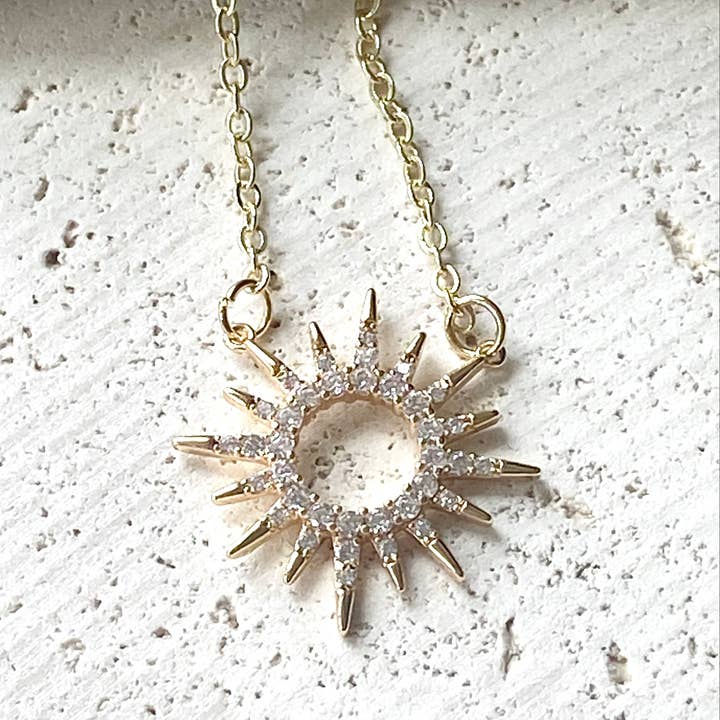 Sun celestial necklace minimalist boutique salon jewelry for wholesale by VB&CO Designs Handmade Jewelry