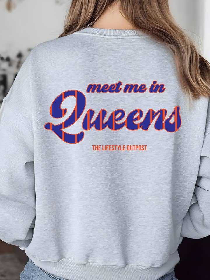 Meet Me In Queens Baseball Crewneck Sweatshirt for wholesale by Lifestyle Outpost