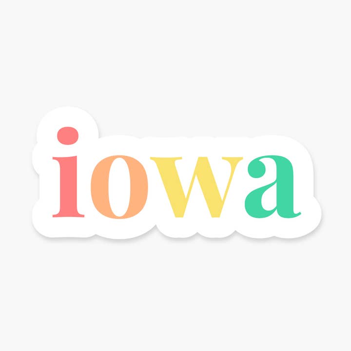 Adesivo per tutti i giorni dello Stato degli Stati Uniti dello Iowa, 1,85 per la vendita all'ingrosso da parte di Footnotes