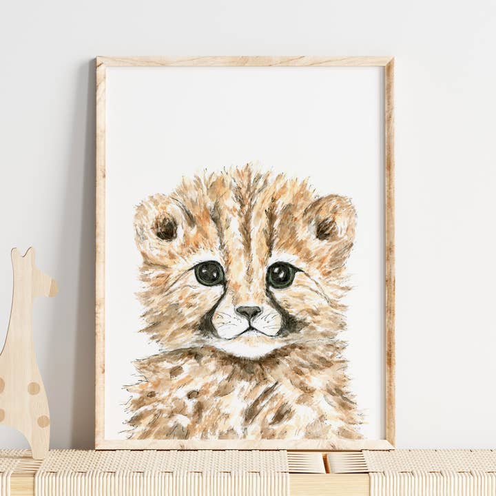 Baby Cheetah Art Print for wholesale by WLDFLWR Studio