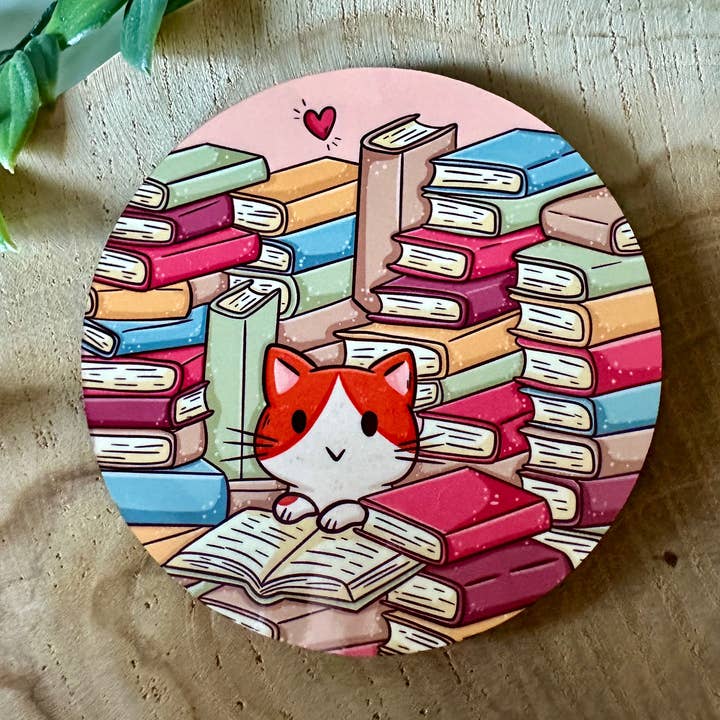 Cat Book Stack Coaster for wholesale by Magic&Books