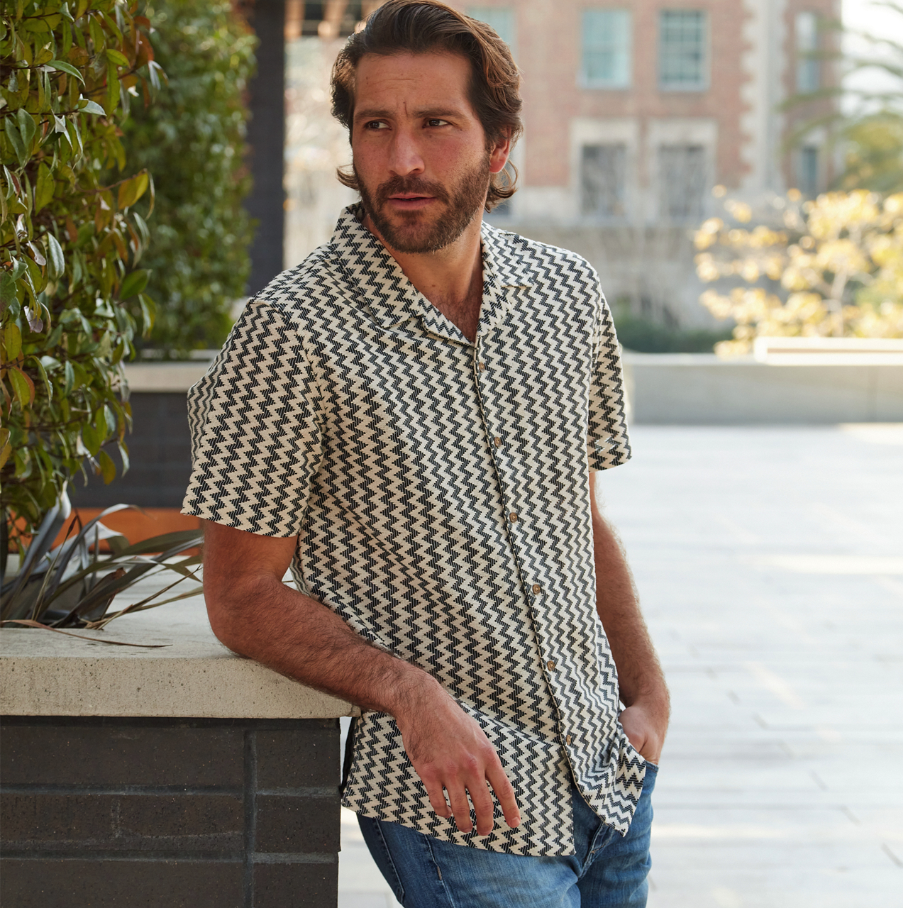 Nero Camicia in maglia Samson Textured Resort in vendita all'ingrosso su Faire1