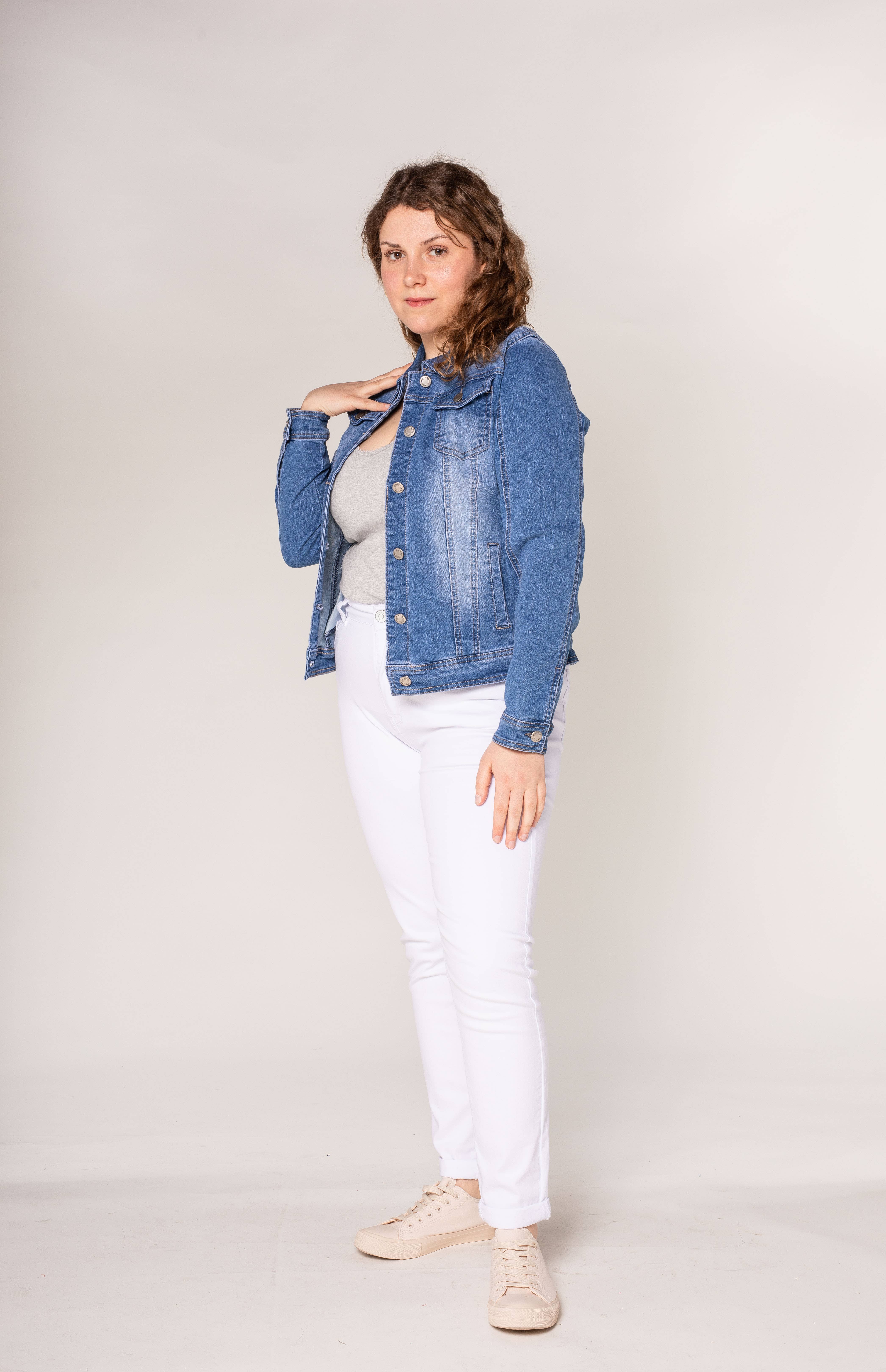 Nina Carter - Vendita all'ingrosso Giacca di jeans - Donna - Giacca in denim elasticizzato plus size H189-1/H204-1/203-117