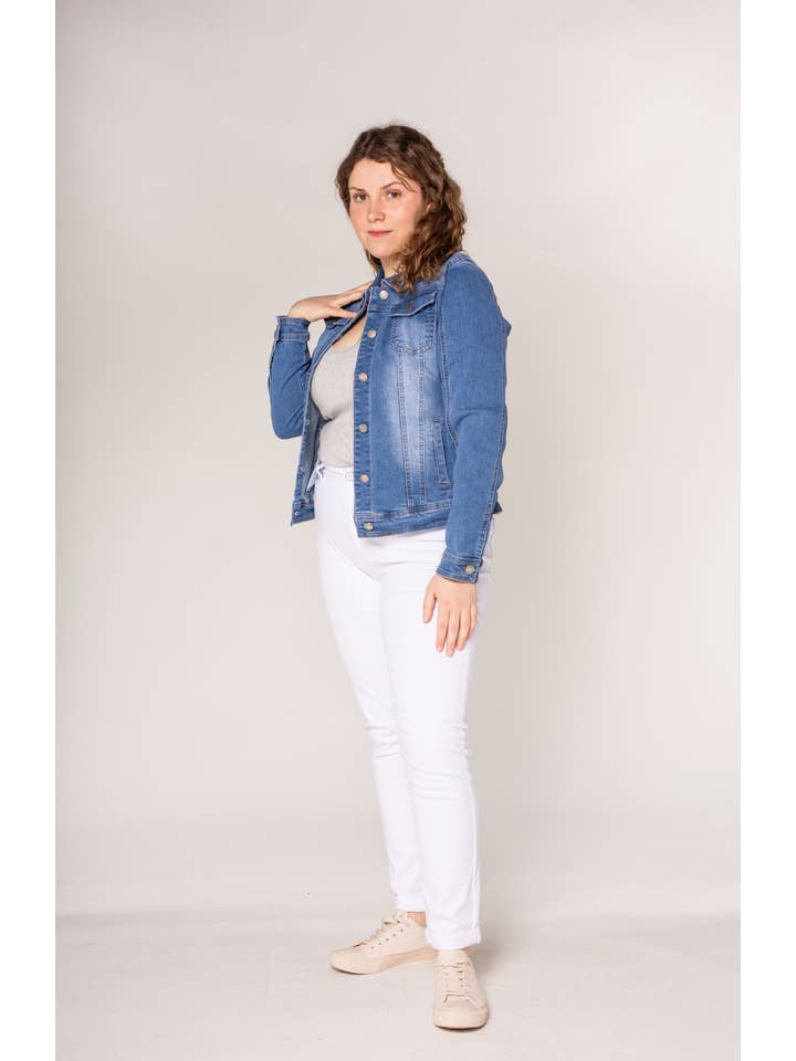 Nina Carter - Wholesale Denim Jacket - Women's - Plus size fitted stretch denim jacket H189-1/H204-1/203-16