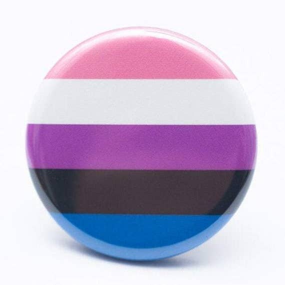 Genderfluid pride flag LGBTQ+ pin / button for wholesale by Crafty Queer Studio