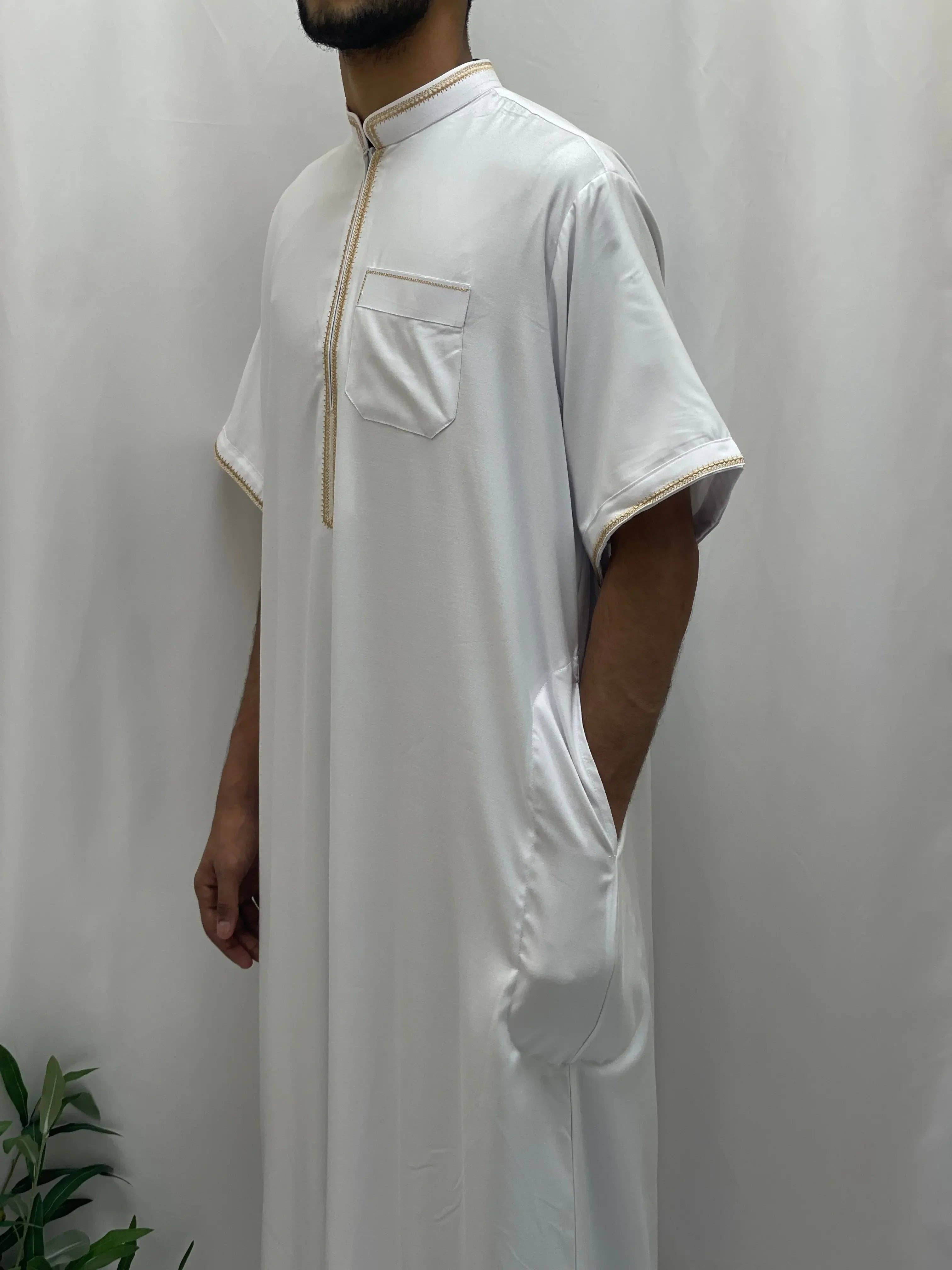 Palestinian Elegance - Wholesale  - Timeless Elegance: Men's Durable Kaftan Thobe with Gold Details20