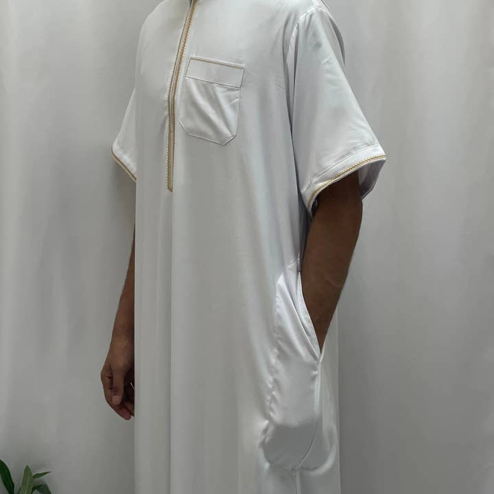 Palestinian Elegance - Wholesale - Timeless Elegance: Men's Durable Kaftan Thobe with Gold Details20