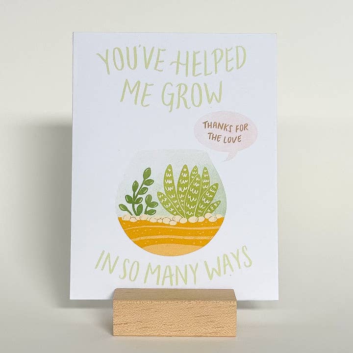 Thank You Card -- Terrarium Helped Me Grow for wholesale by Pneu Paper // Lovely Why Isle