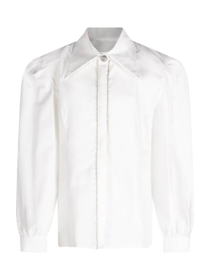 Chemise blanche Fun & Fun avec détails en diamants pour la vente par Gruppo Catapano