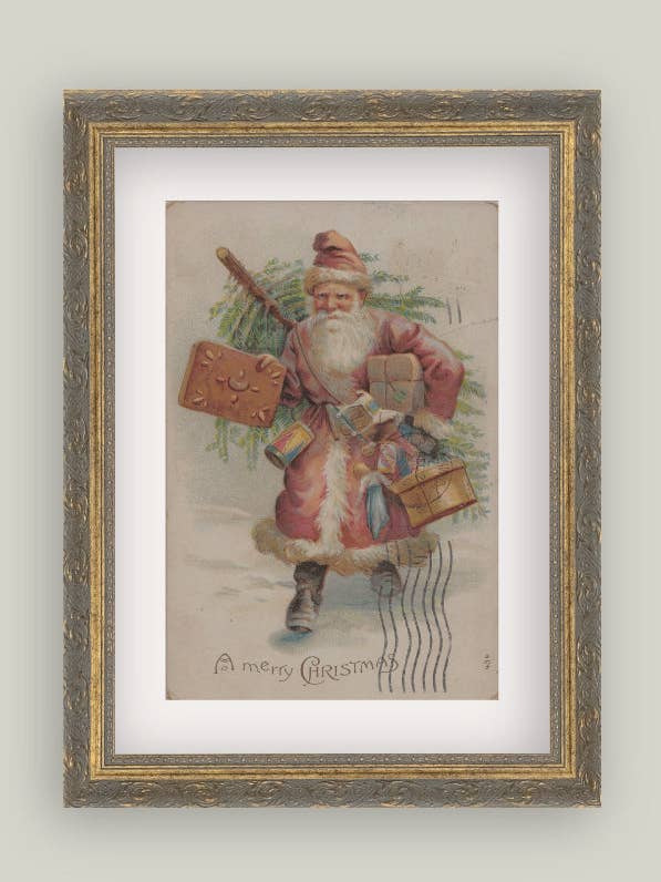 Neutral Santa Framed Antique Art for wholesale by Petal Lane Home
