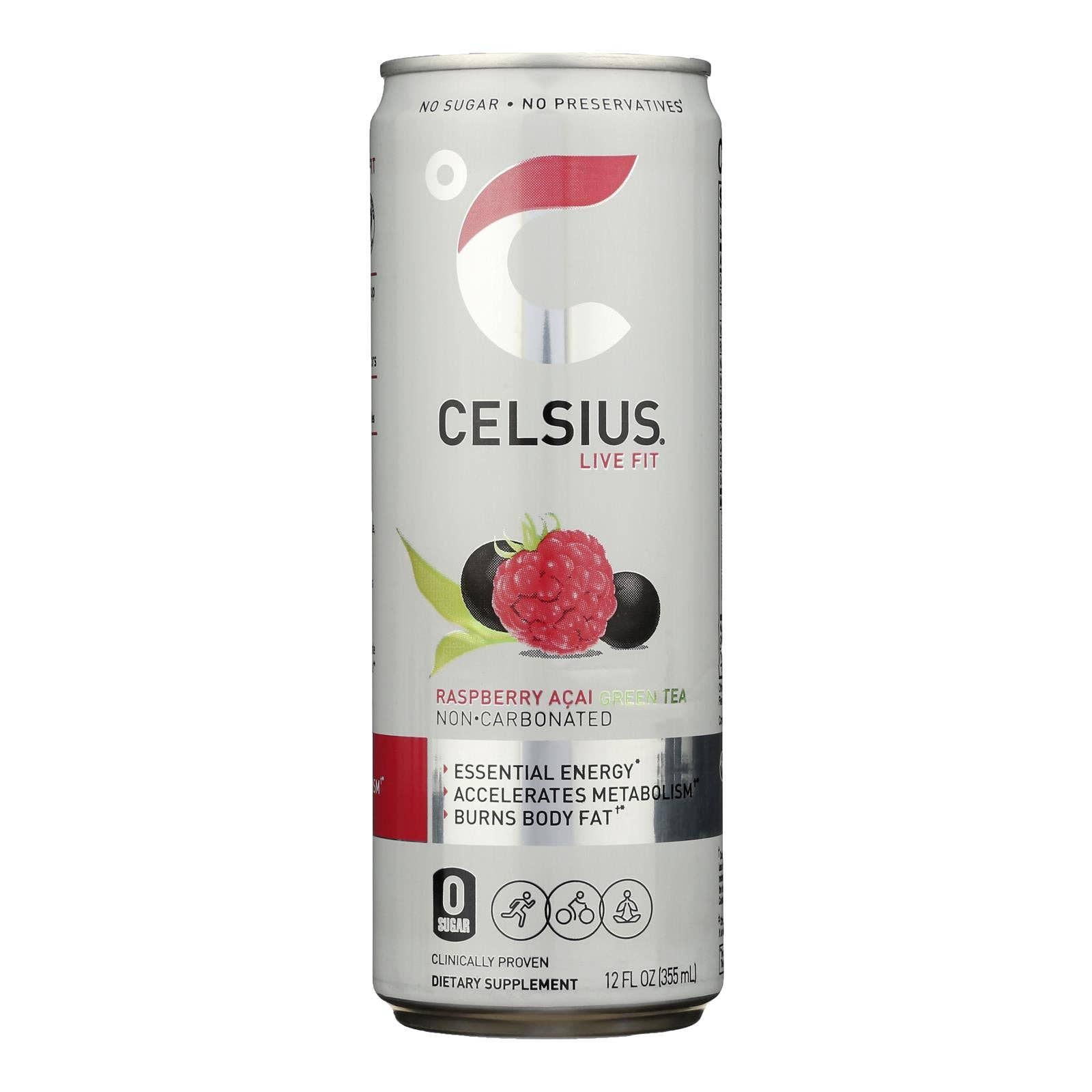 Everyday Supply Co - Wholesale Powdered Health Drink - Celsius Raspberry Acai Green Tea Supplement, 12-Pack 12oz0