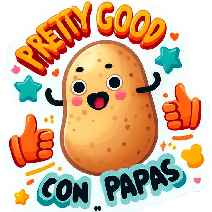 Pretty Good Con Papas Sticker for wholesale by Sew Bonita