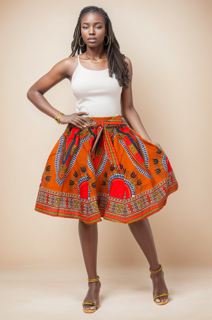 KaraChic – Saia - Mulher por atacado – Saia Ankara 100% Algodão com Estampa Dashiki Africana4