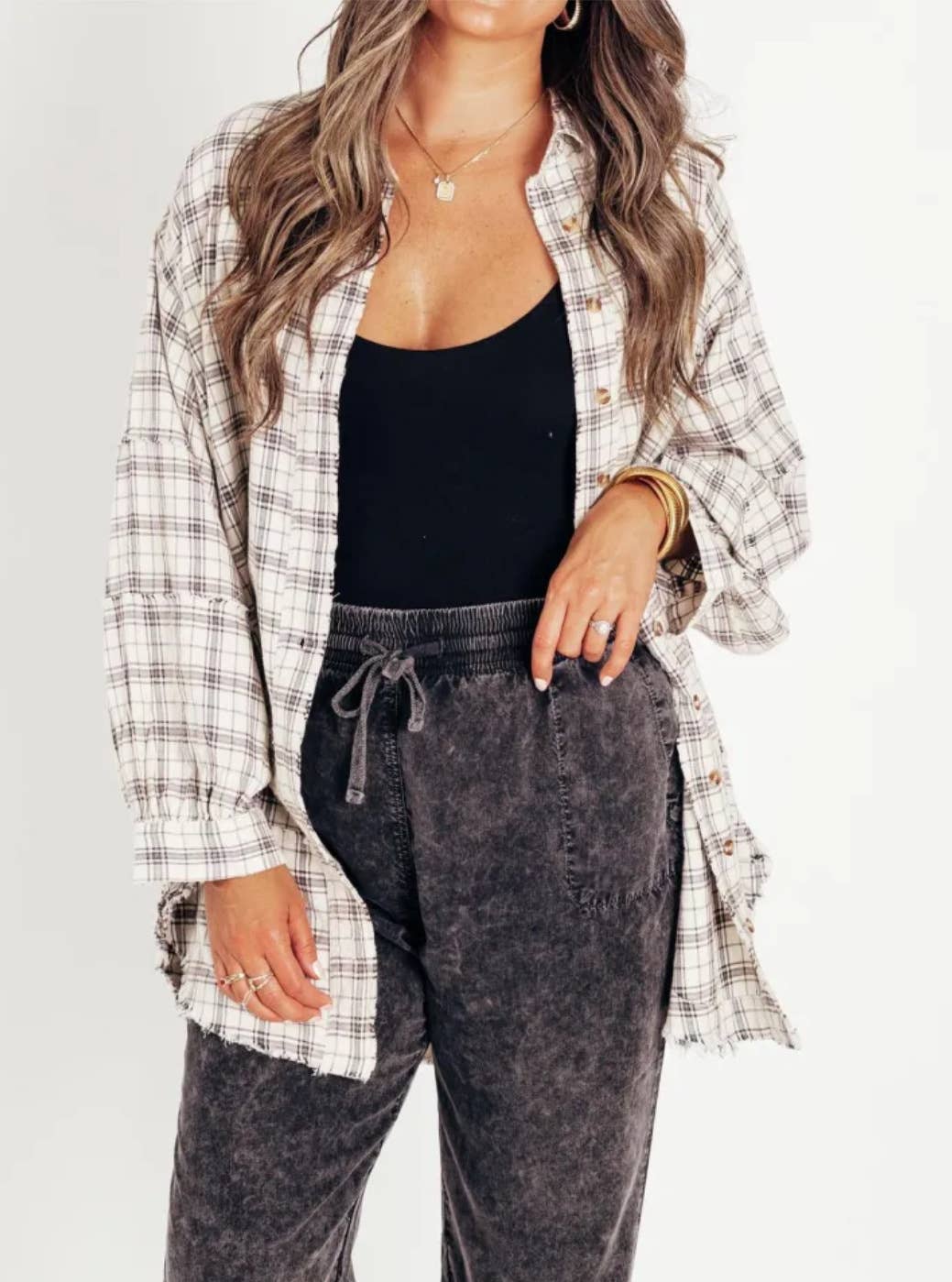 Rosa Clothing - Wholesale Shirt Jacket/Shacket - Women's - Plaid shirt oversized Long Shacket 7 colors3